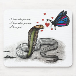 Charming Snake and Butterfly Love Mousepad Musmatta
