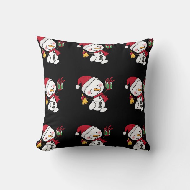 Charming Snögubbe Winter Pillow Festive Helgdag Kudde (Framsida)