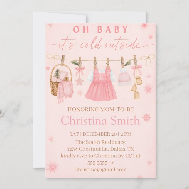 Charming Snowflake Baby Shower for Your Baby Girl Inbjudningar (Framsida)