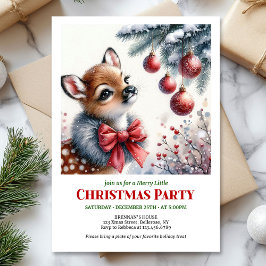 Charming snowy forest baby deer Christmas invite Inbjudningar