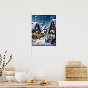 Charming snowy-julbyn poster