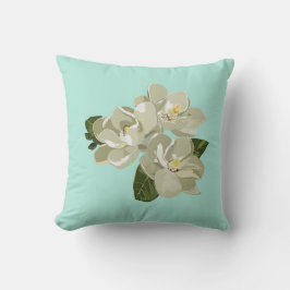 Charming Southern Magnolia Aqua Pillow Kudde