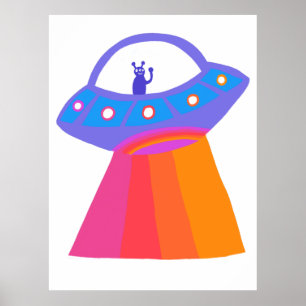 Charming Space-Utomjordingar Martians UFO Cute Poster