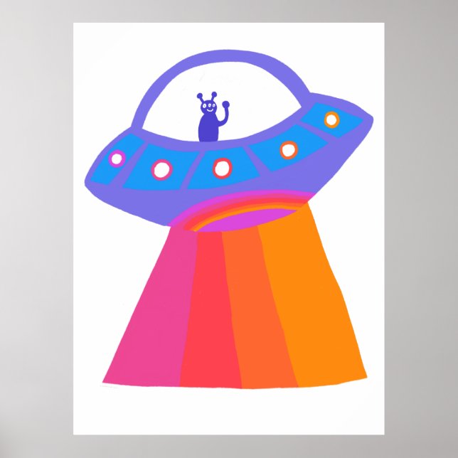 Charming Space-Utomjordingar Martians UFO Cute Poster (Framsidan)