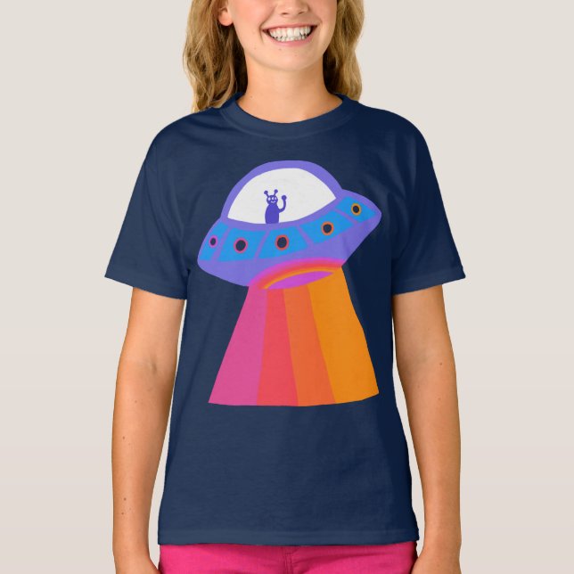 Charming Space-Utomjordingar Martians UFO Cute T Shirt (Framsida)