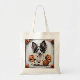 Charming Spoted Hund: Halloween Stollig med Basket Tygkasse