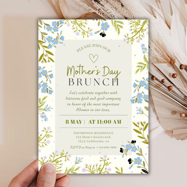 Charming Spring  Floral Mother’s Day Brunch Inbjudningar (Skapare uppladdad)