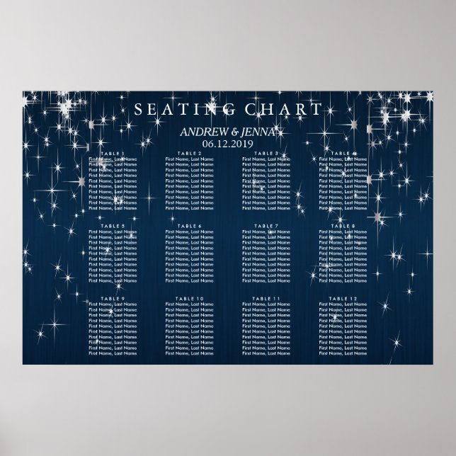 Charming Star Struck Bröllop - Sittdiagram Poster (Framsidan)