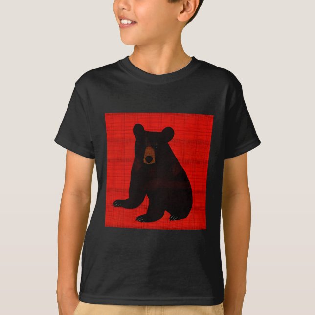 Charming Story Bok Black Bear Unge T Shirt (Framsida)