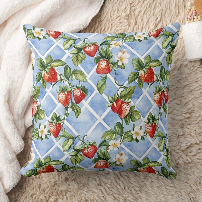Charming Strawberry & Löv Mönster - Vintage (2) Kudde (Filt)