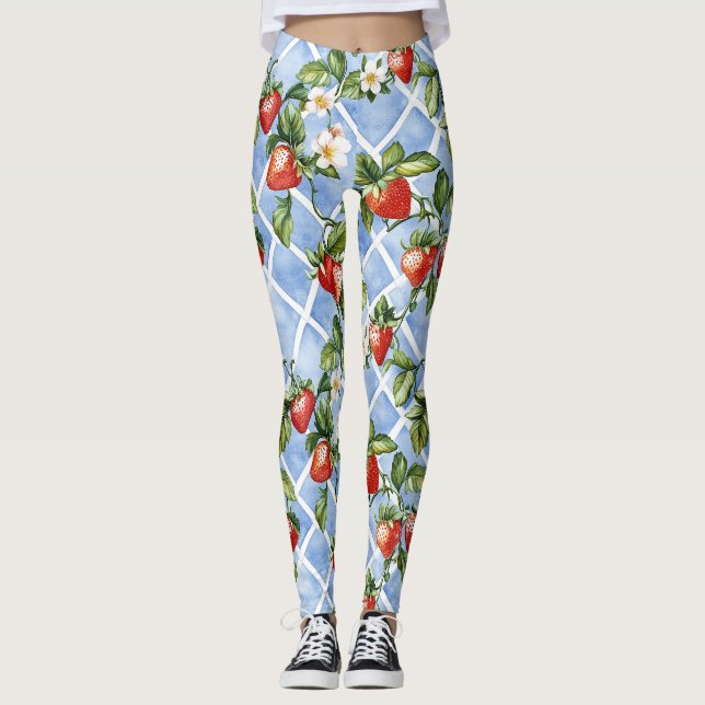 Charming Strawberry & Löv Mönster - Vintage (2) Leggings (Framsida)