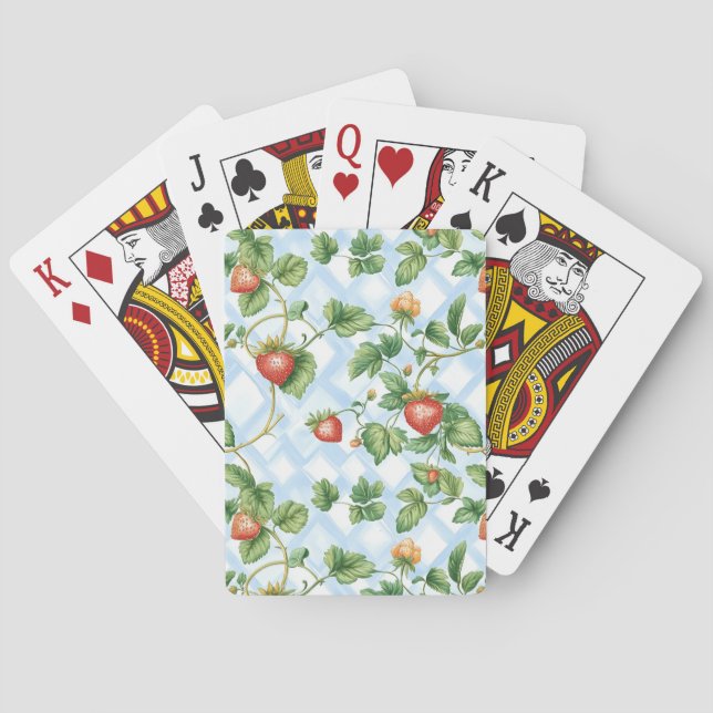 Charming Strawberry & Löv Mönster - Vintage Casinokort (Baksidan)