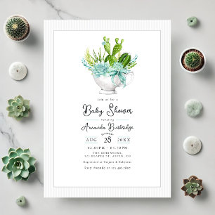 Charming Succuling Tekopp Baby Shower Inbjudningar