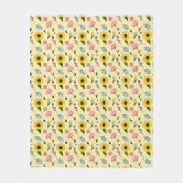 Charming Summer Meadow Floral pattern blanket Fleecefilt