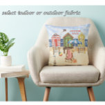 Charming Summertime Shore Beach Monogram Kudde<br><div class="desc">Njut av den här roligten och den färgstarka strandscenen - slappna av och var där när du vill. Ditt val av bomull, polyester eller utomhusmaterial. Lägg bara till ditt monogram i strandpåsen eller radera, och du kan välja att byta "sommardagar" till ditt eget tema. Alla designfrågor eller speciella förfrågningar. Skicka...</div>