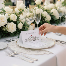 Charming Swan Pair Wedding Place Cards Placeringskort