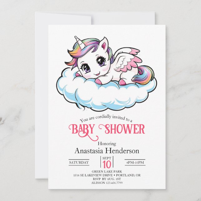 Charming Sweet Unicorn Baby Shower Inbjudningar (Framsida)