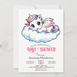 Charming Sweet Unicorn Baby Shower Inbjudningar