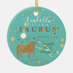 Charming Taurus Zodiac Julgransprydnad Keramik