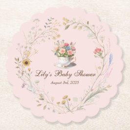 Charming Tea Party Baby Shower Tekopp Underlägg Papper