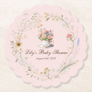 Charming Tea Party Baby Shower Tekopp Underlägg Papper