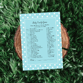 Charming Teal Bow Baby Candy Baby Shower Game Inbjudningar