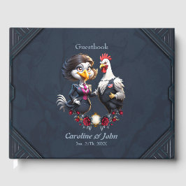 Charming tecknad kycklingpar gästböcker