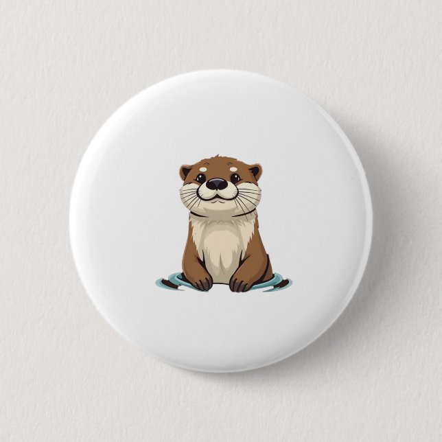 Charming Tecknad Otter Knapp (Framsida)