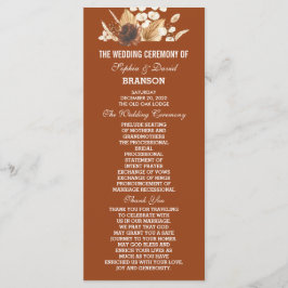 Charming Terracotta Pampas Grass Blommigt Bröllop Program