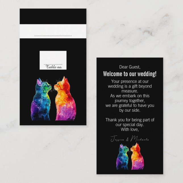 Charming text på baksidan av A Rainbow Kärlek Placeringskort (Fram/baksida)
