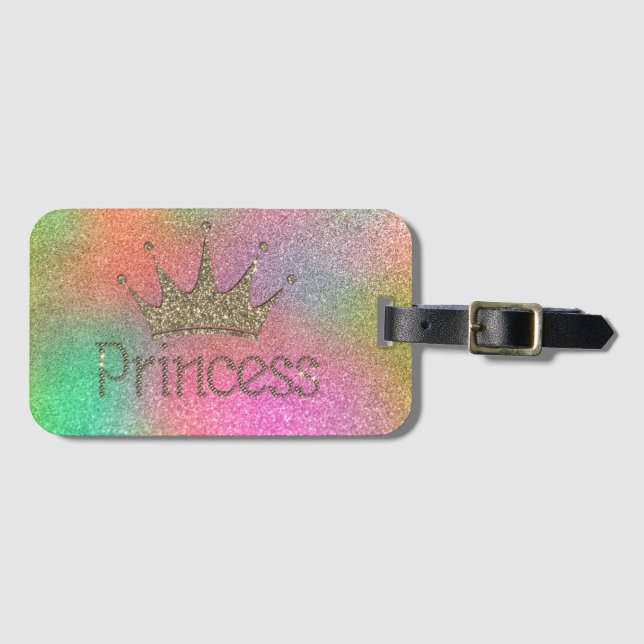 Charming Tiara, Princess,Colorful Glitter Bagagebricka (Framsida horisontal)