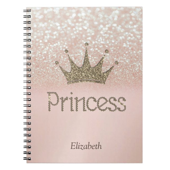 Charming Tiara, Princess, Glitter Bokeh Anteckningsbok (Framsidan)