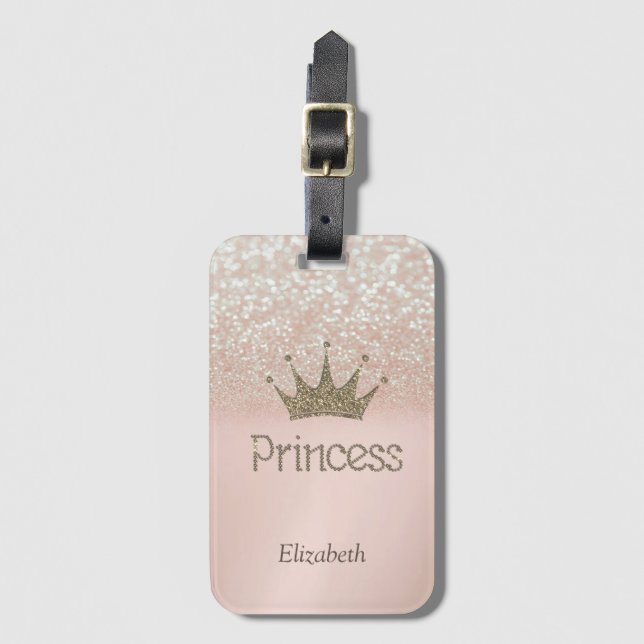 Charming Tiara, Princess, Glitter Bokeh Bagagebricka (Framsida vertikal)