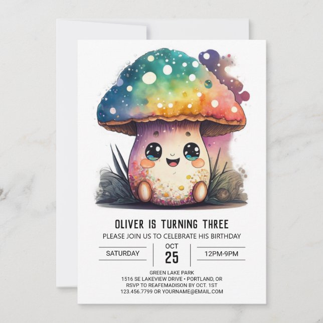 Charming Toadstool Editable Birthday-inbjudan Inbjudningar (Framsida)