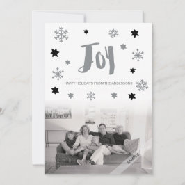 Charming Trendig Joy Silver Helgdag Photo Julkort