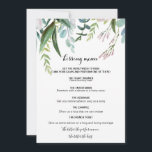 Charming Tropical Blommigt and Greenery Kissing Me<br><div class="desc">Den här charmerande tropiska blommigten och den gröna kyssmenyn är perfekt för en girig bröllopsmottagning. Denna förtjusande,  handmålade design har en värdefull ,  lila blommor och grönt löv som är väl placerad i elegant buketter.</div>