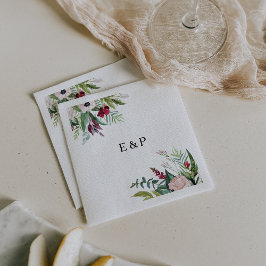 Charming Tropical Blommigt Greenery Bröllop Napkin Pappersservett
