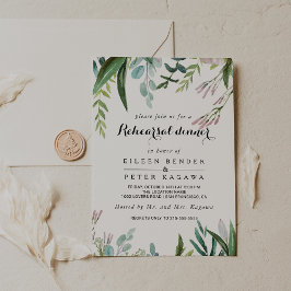 Charming Tropical Blommigt Greenery Rehearsal Dinn Inbjudningar