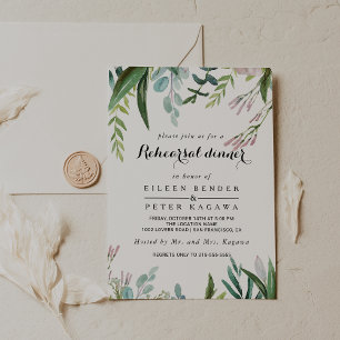 Charming Tropical Blommigt Greenery Rehearsal Dinn Inbjudningar