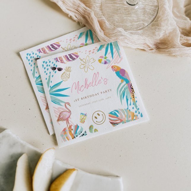 Charming Tropical ThLED Birthday Pappersservett (Skapare uppladdad)