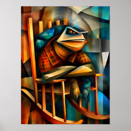 Charming Turtle – Kubistisk grinig gungstol Poster
