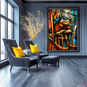 Charming Turtle – Kubistisk grinig gungstol Poster