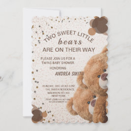 Charming Twin Bears Baby-inbjudan Inbjudningar