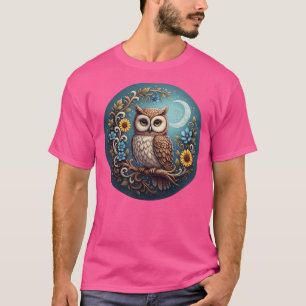 Charming Uggla & Måne – Konstnärlig Skogs Väggkons T Shirt
