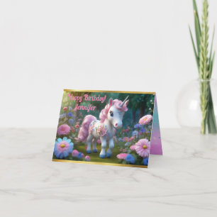 Charming Unicorn Birthday Folets Greeting Card Kort