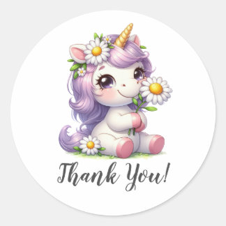 Charming Unicorn Gratitude Tack Runt Klistermärke