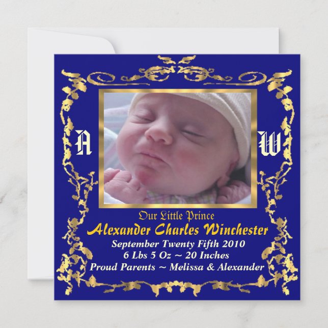 Charming & Unik Baby Birth Notification Meddelande (Framsida)