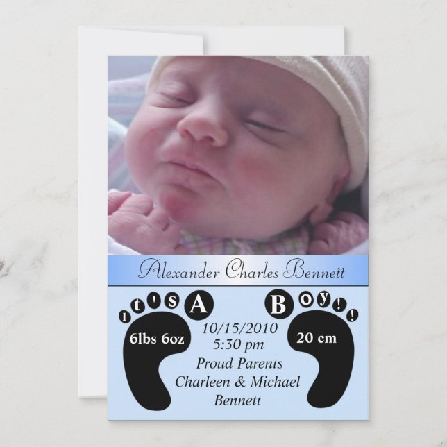 Charming & Unik Baby Birth Notification Meddelande (Framsida)