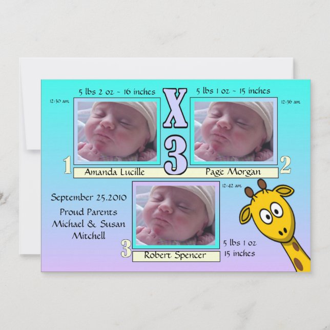 Charming & Unik Baby Birth Notification Meddelande (Framsida)
