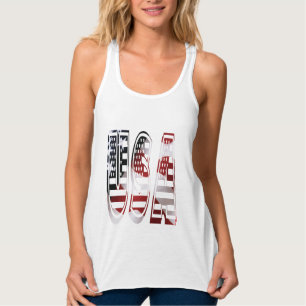 Charming US Flagga Stars Rand Tanktop Linne Med Racerback